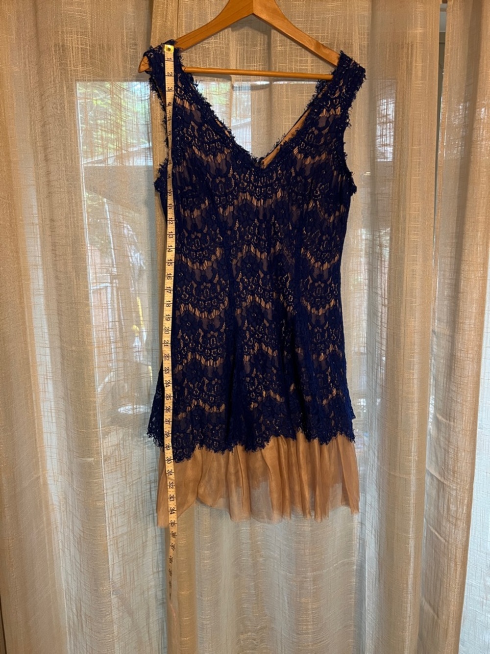Betsy & Adam Royal Blue Lace Dress with Nude Lining - Picture 7 of 7